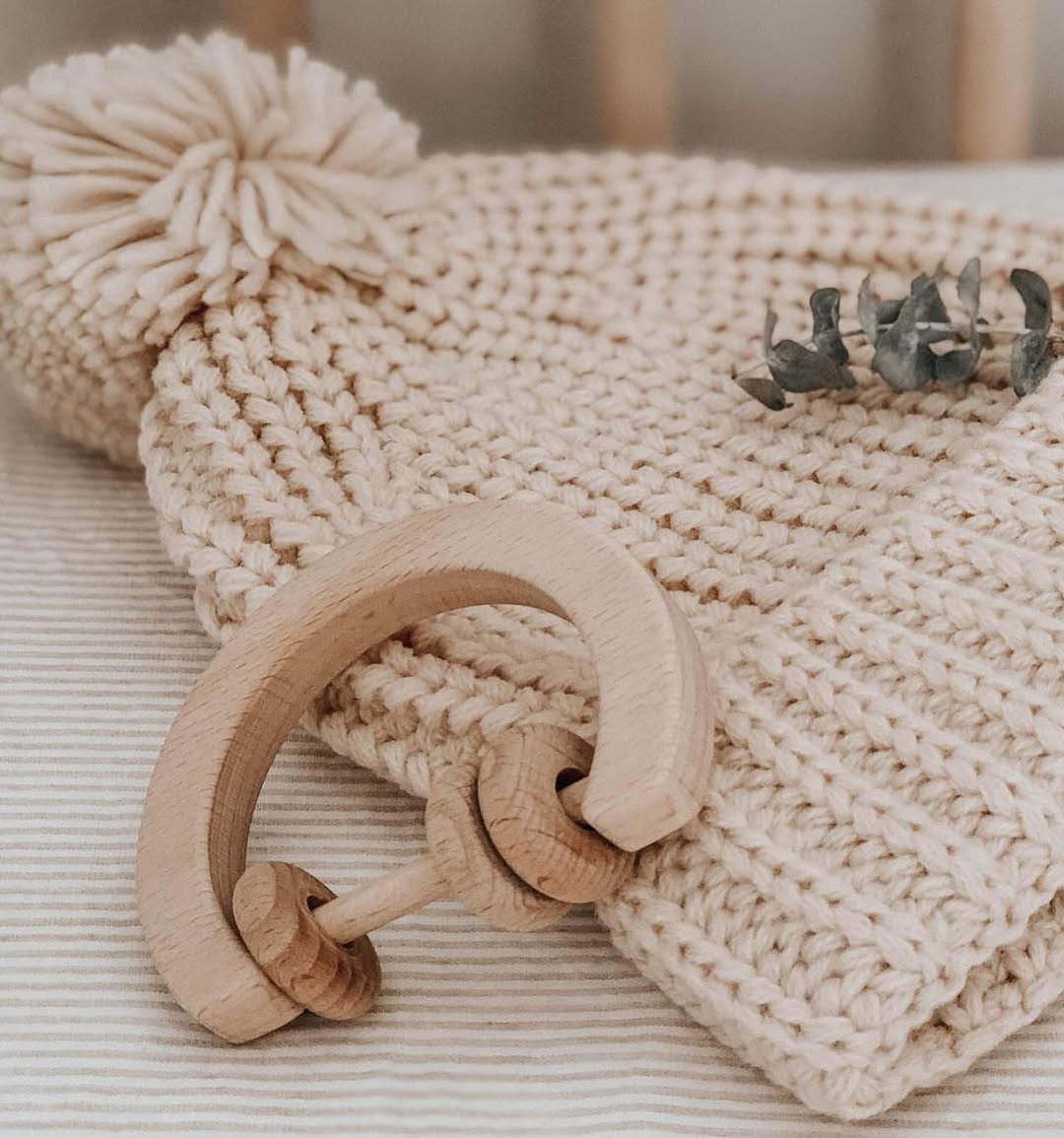 Neem Wood Moon Rattle